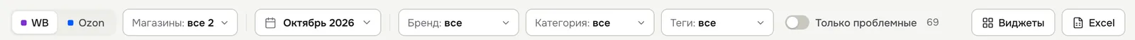 Строка фильтров РНП